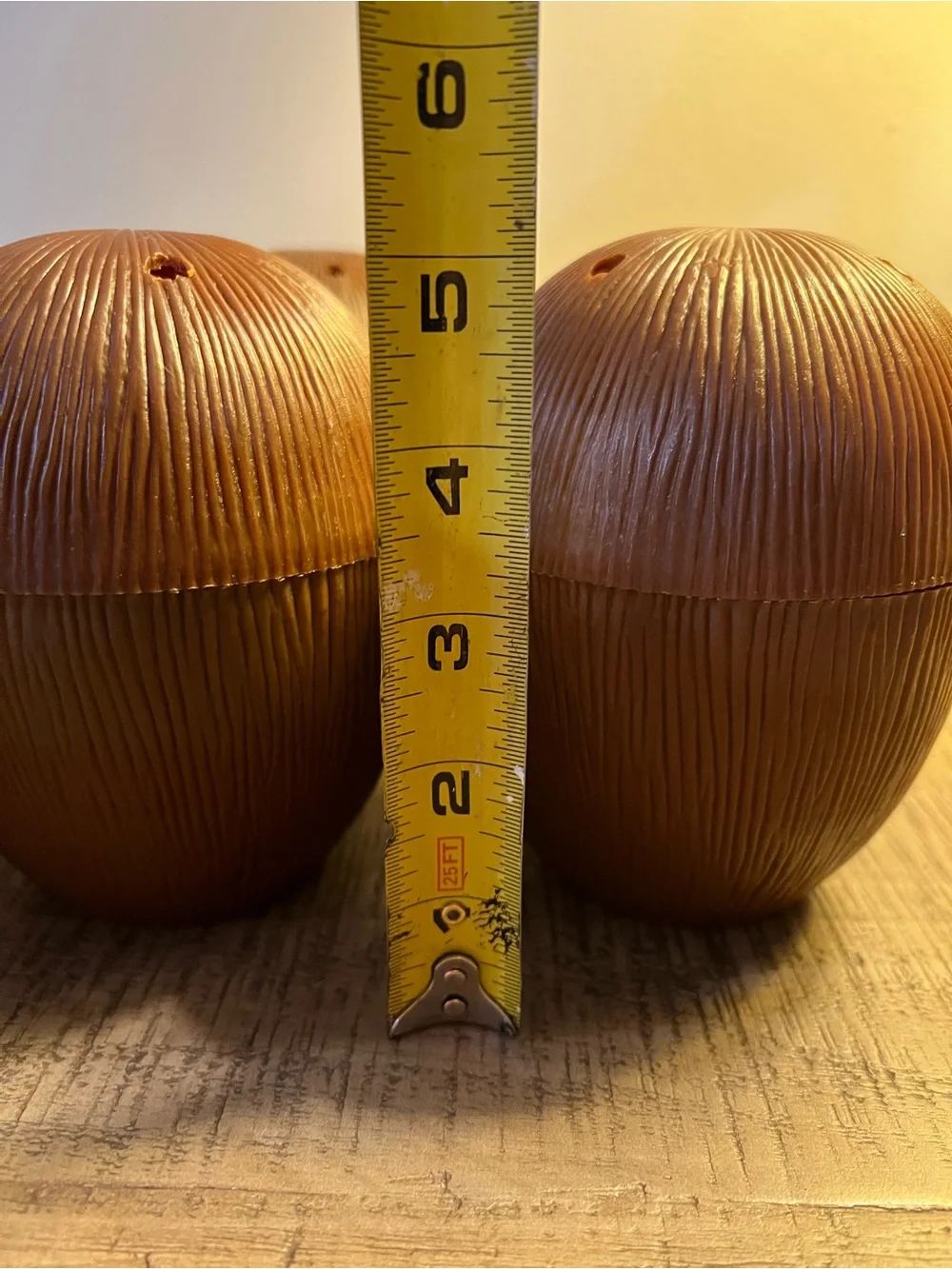 Brown Plastic Coconut Shell 2 piece Cups (Set of 6)